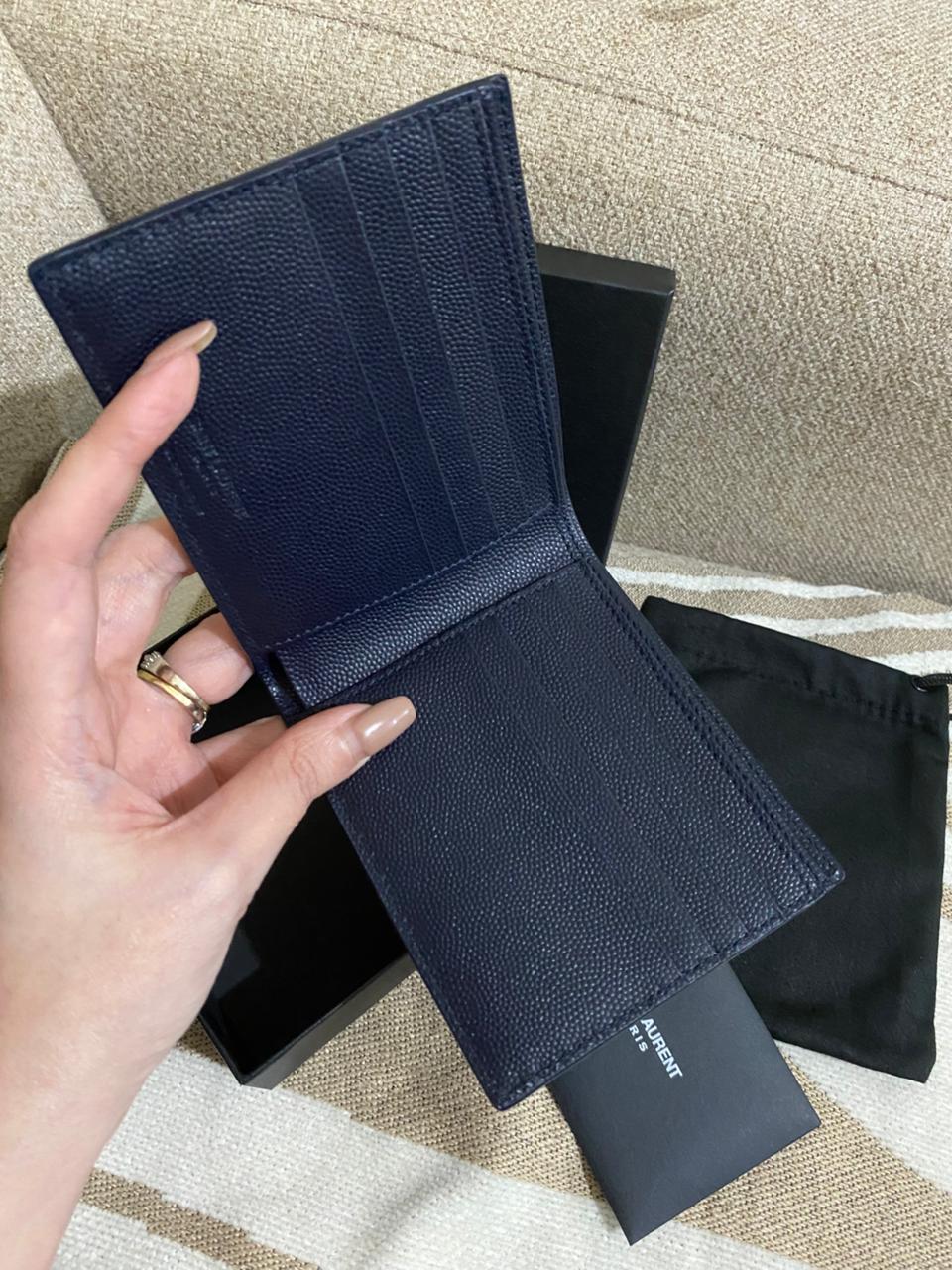 Saint Laurent Grain Leather Bi Fold men's wallet