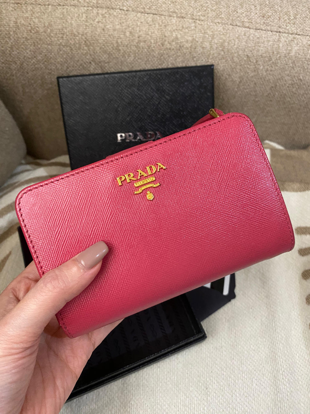 PRADA Saffiano Bi Fold women's wallet