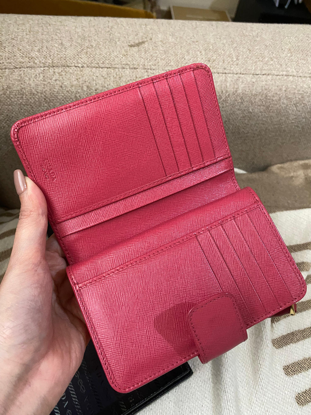 PRADA Saffiano Bi Fold women's wallet