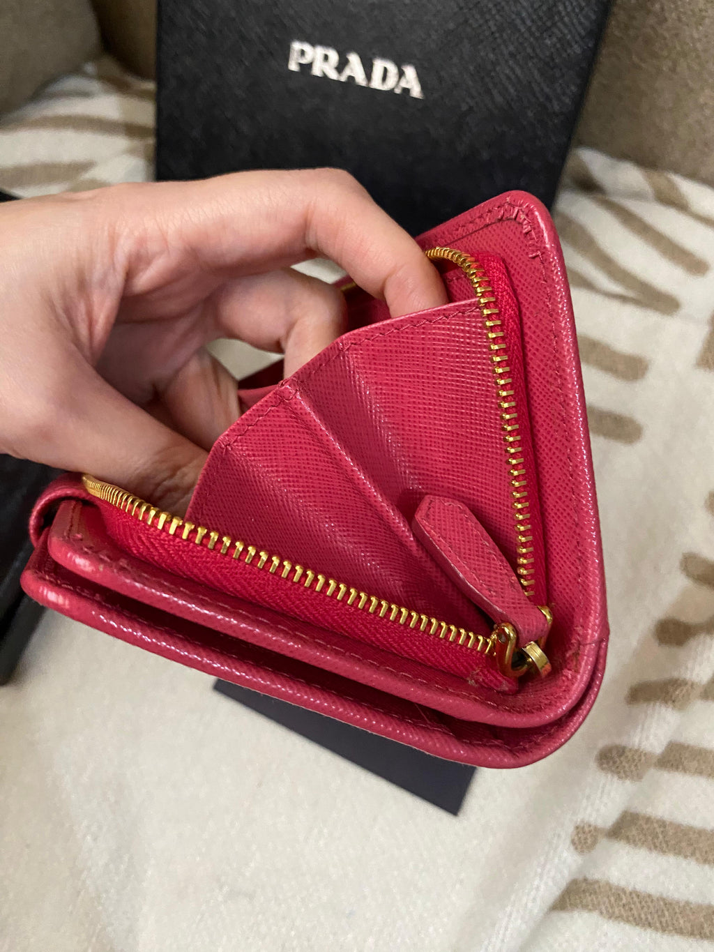 PRADA Saffiano Bi Fold women's wallet