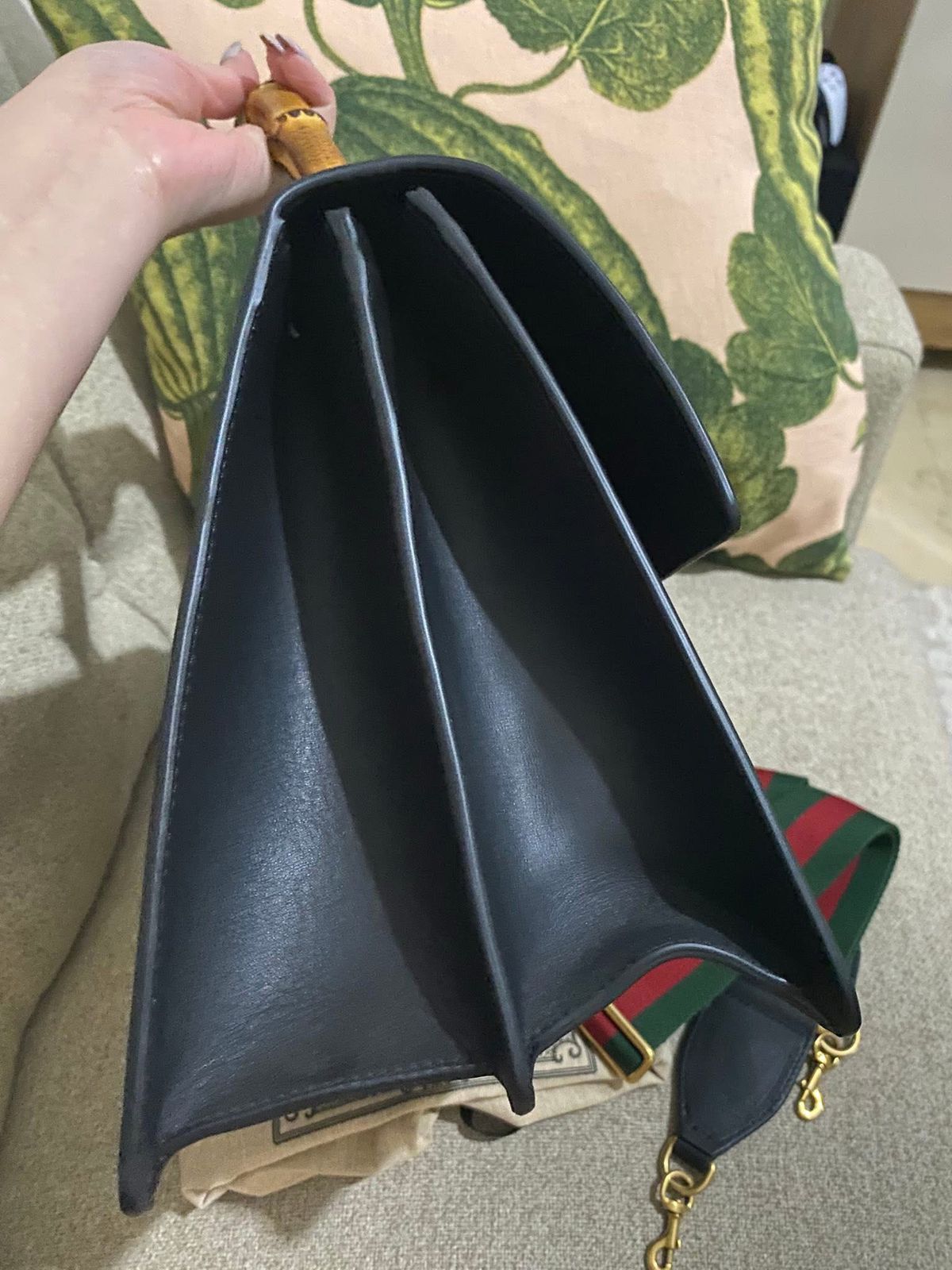 GUCCI Black Leather Large Dionysus Bamboo Top Handle