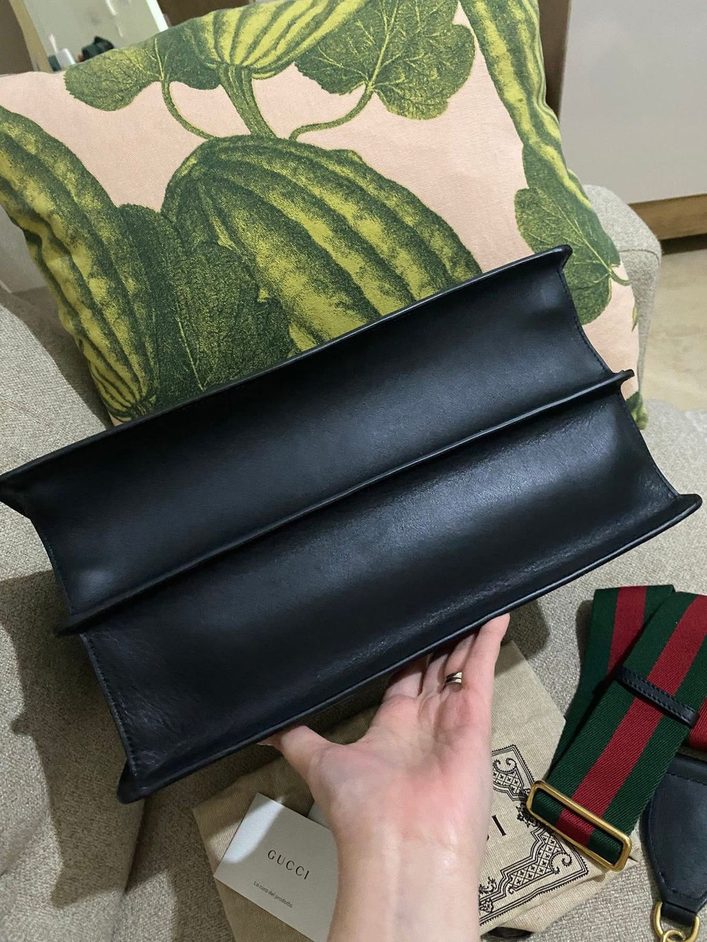 GUCCI Black Leather Large Dionysus Bamboo Top Handle