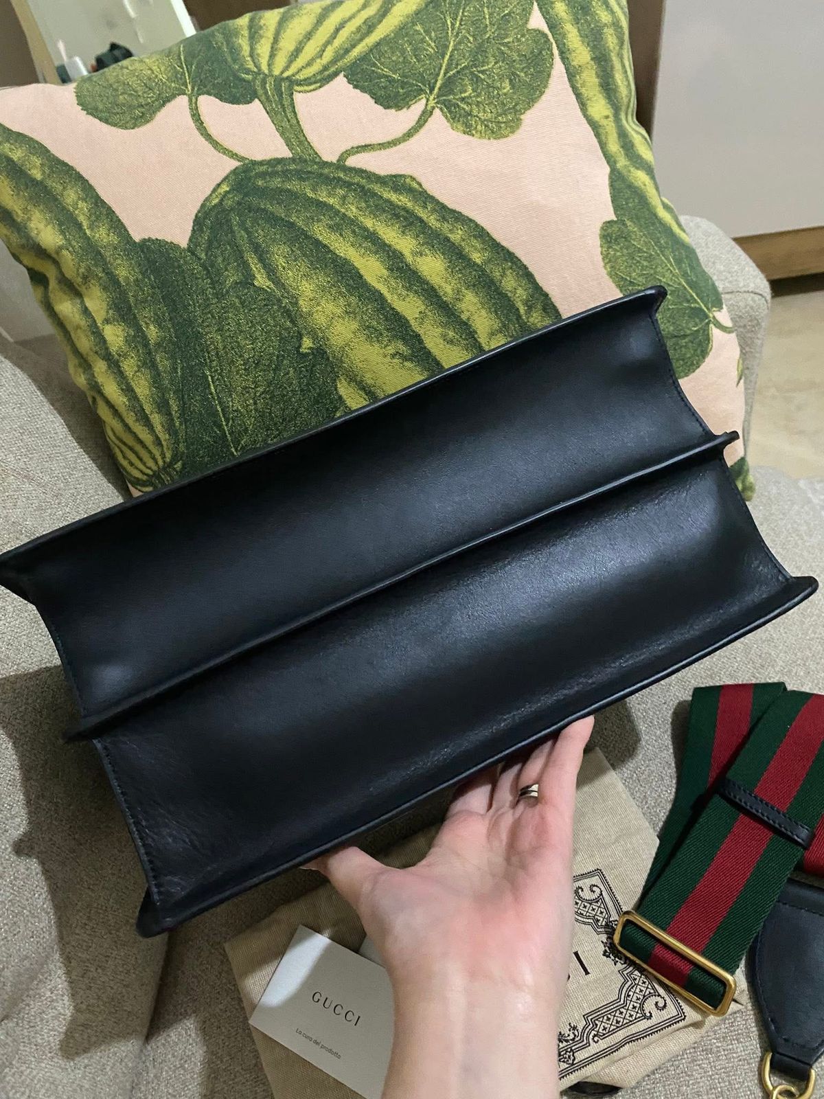 GUCCI Black Leather Large Dionysus Bamboo Top Handle