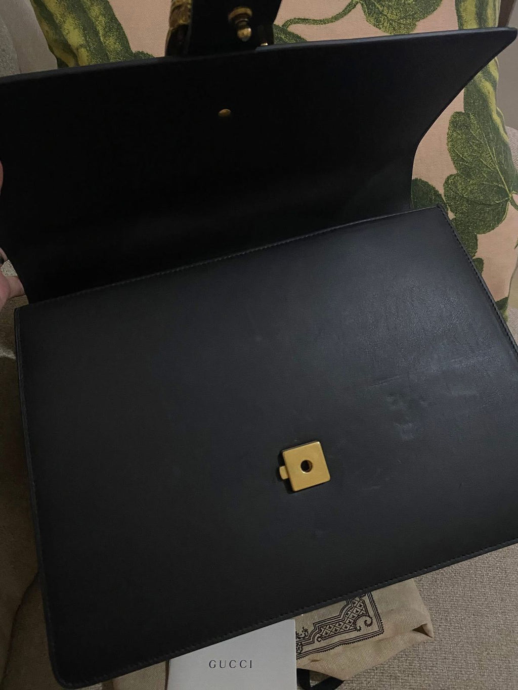 GUCCI Black Leather Large Dionysus Bamboo Top Handle