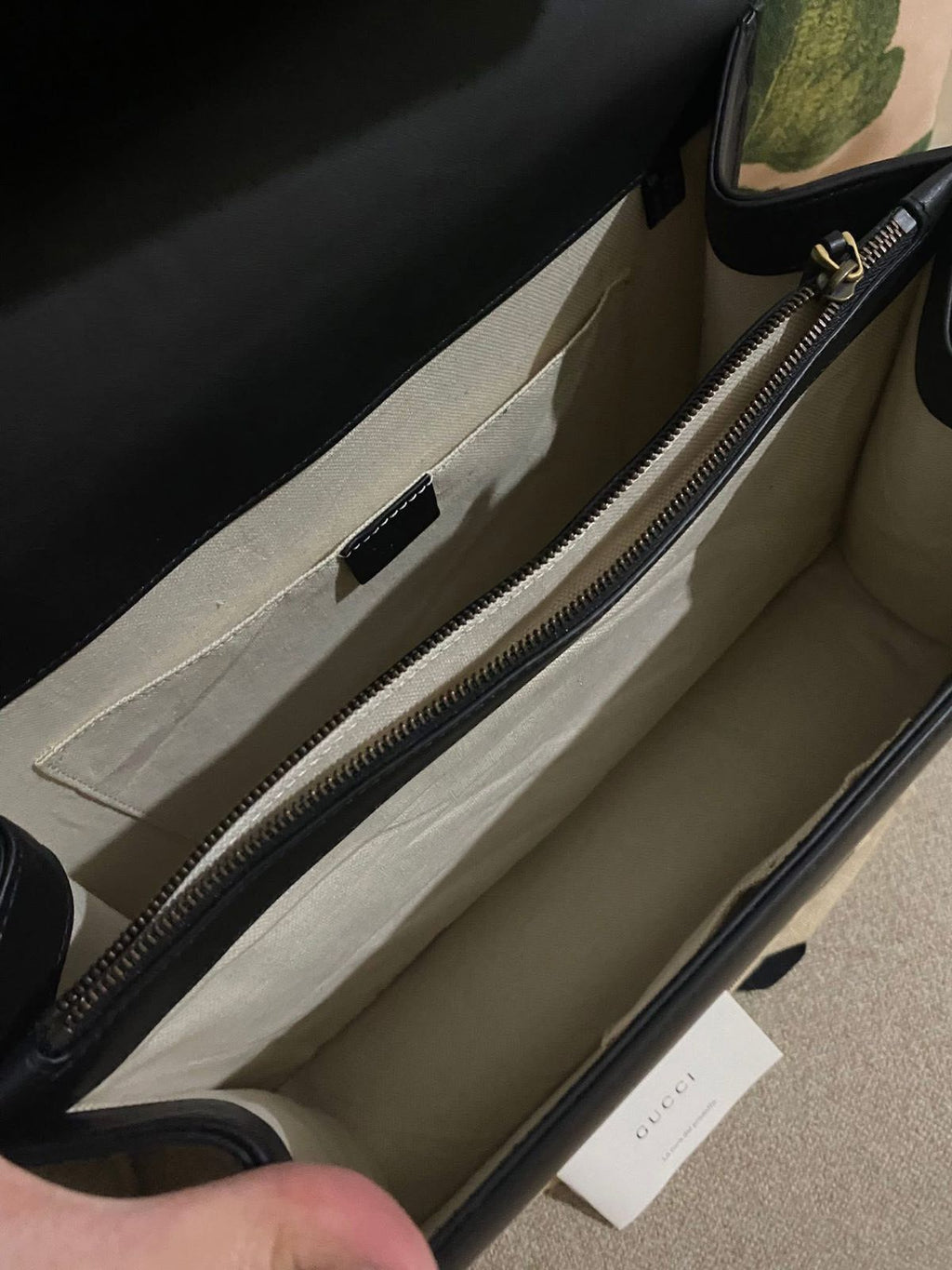 GUCCI Black Leather Large Dionysus Bamboo Top Handle