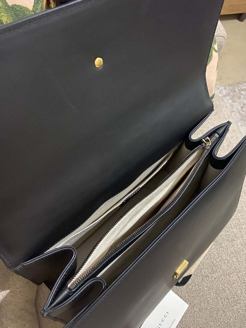 GUCCI Black Leather Large Dionysus Bamboo Top Handle