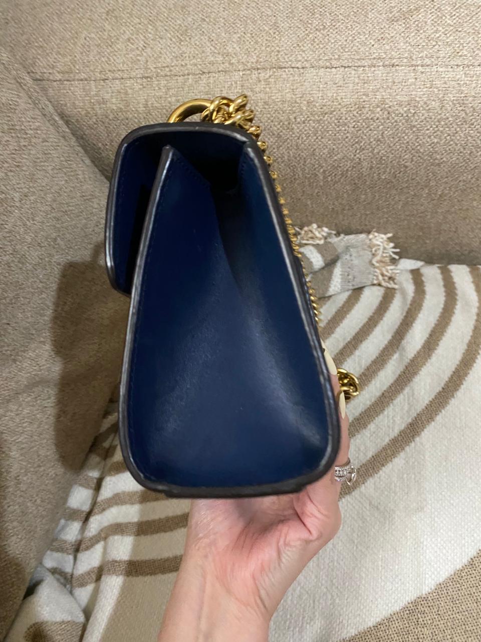 GUCCI Blue Guccisima Leather Small Padlock Shoulder Bag