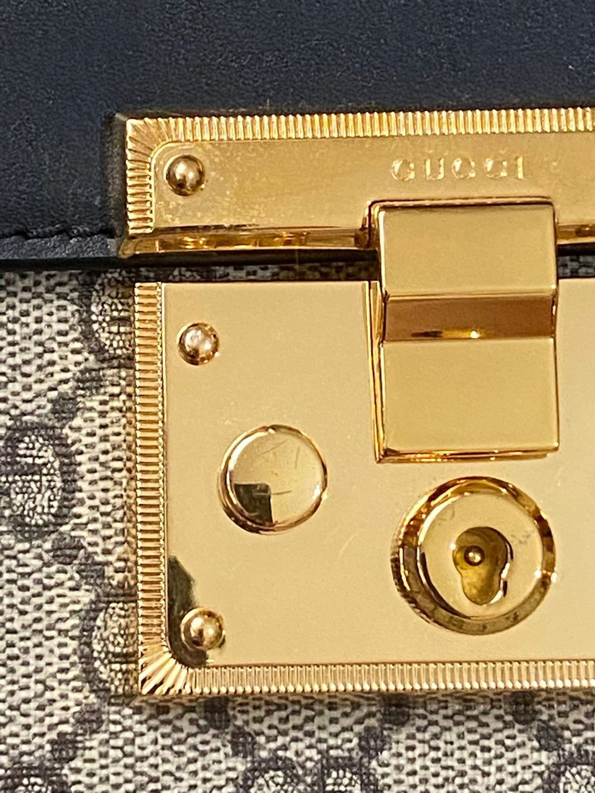 Gucci Tricolor GG Supreme Canvas and Leather Medium Padlock Top Handle Bag