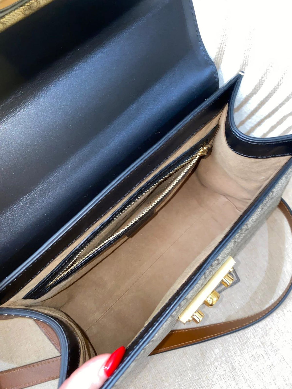 Gucci Tricolor GG Supreme Canvas and Leather Medium Padlock Top Handle Bag