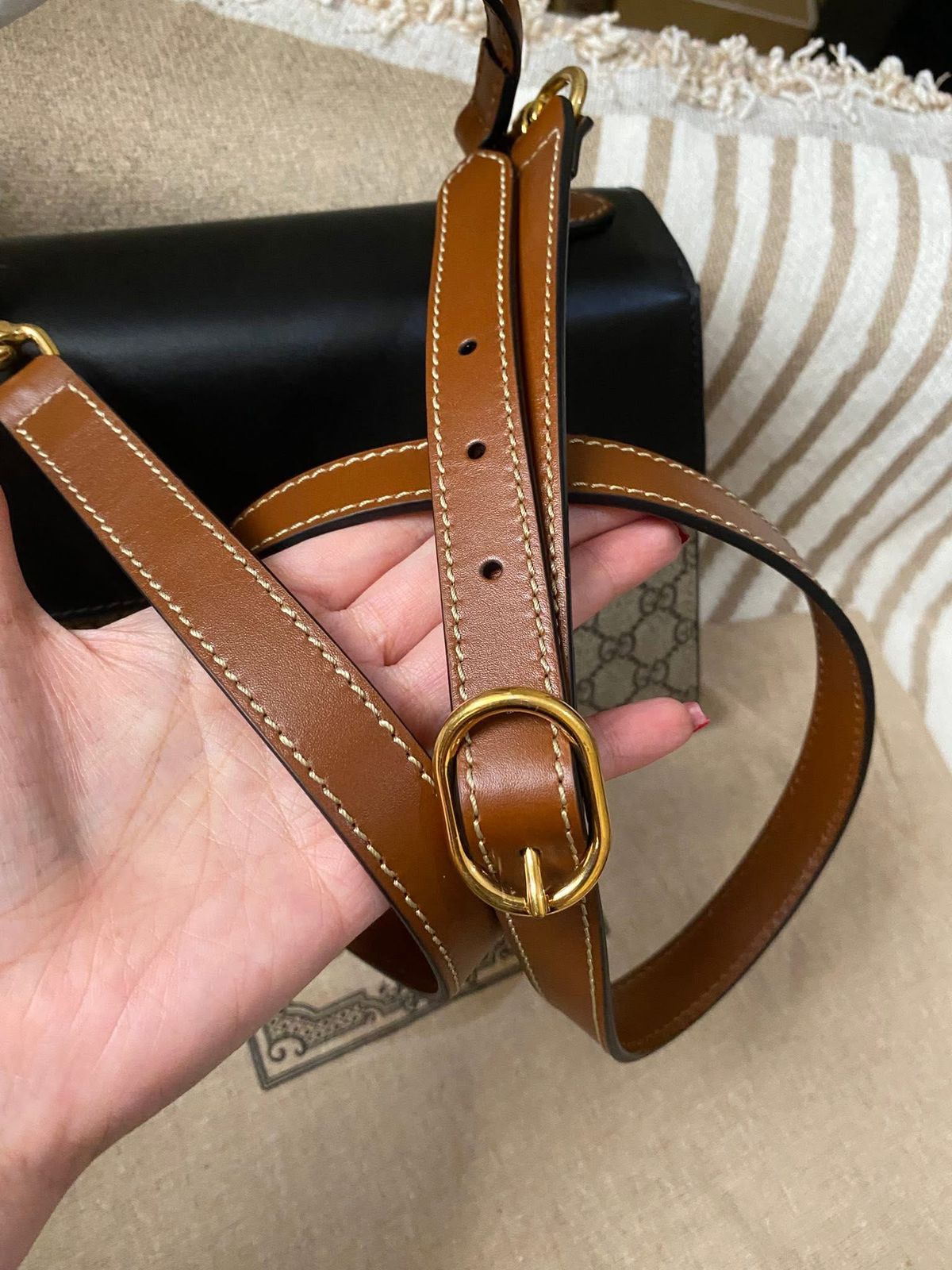 Gucci Tricolor GG Supreme Canvas and Leather Medium Padlock Top Handle Bag