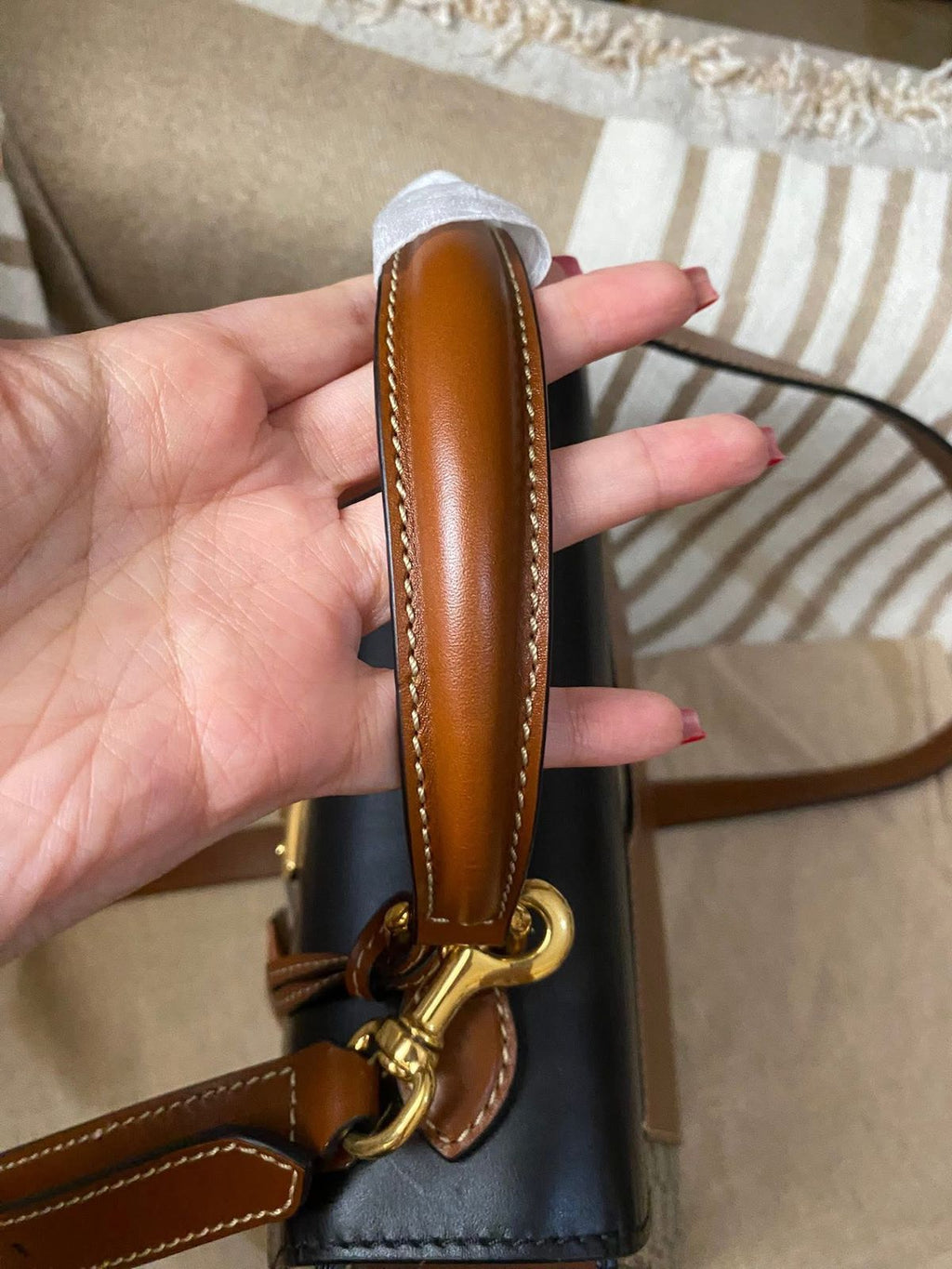 Gucci Tricolor GG Supreme Canvas and Leather Medium Padlock Top Handle Bag