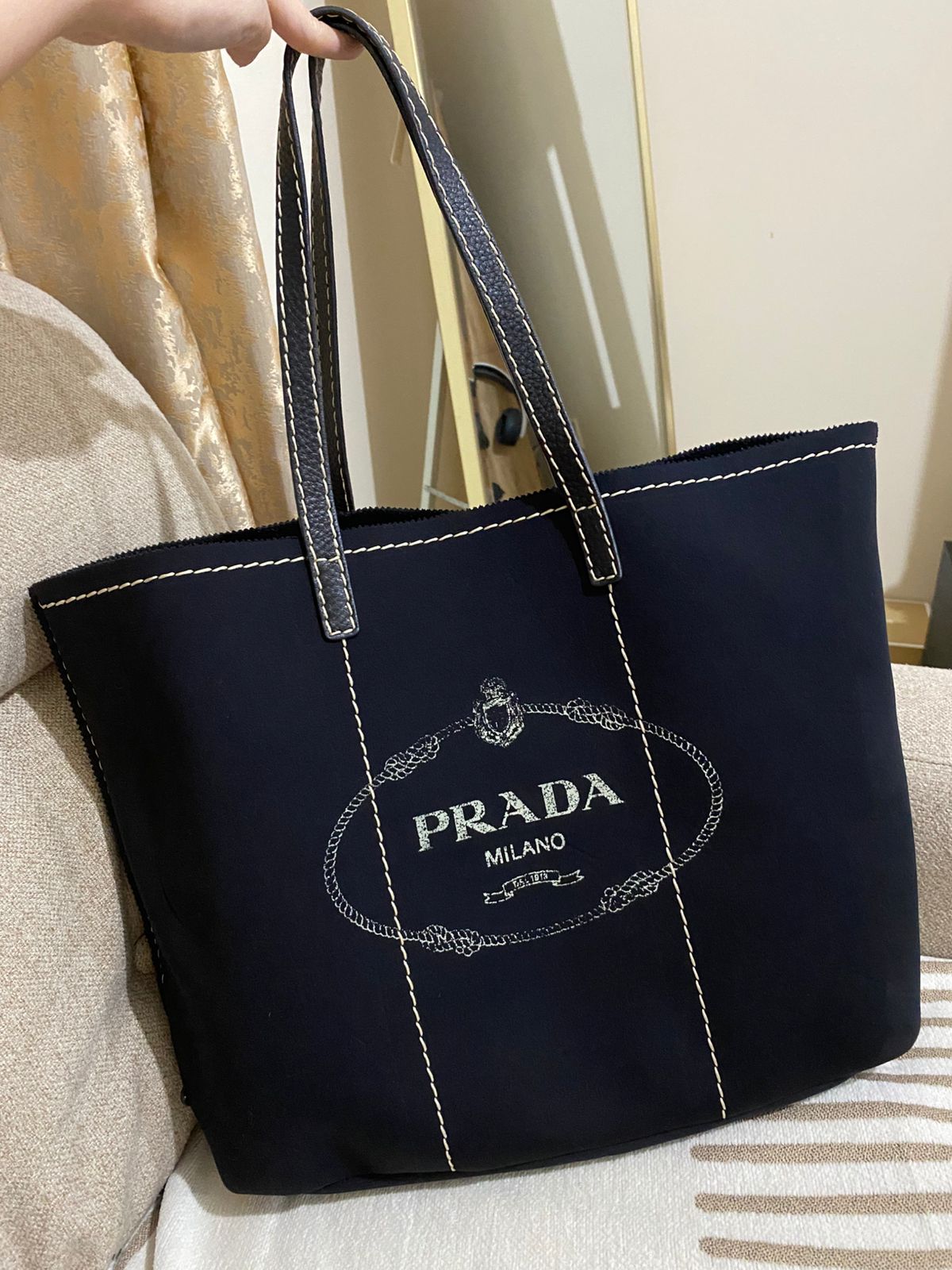 PRADA Neoprene Large Shopping Tote Bag