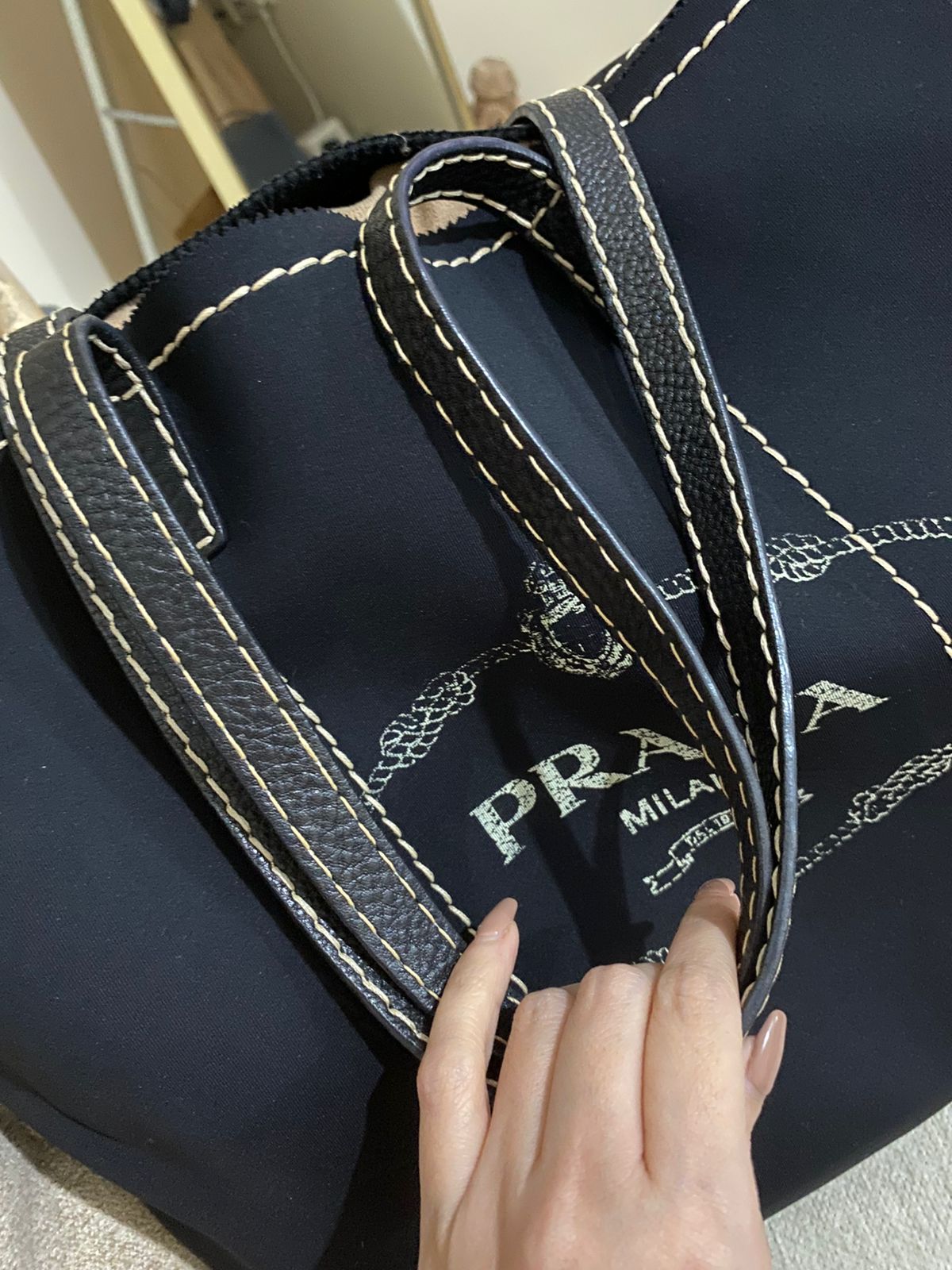 PRADA Neoprene Large Shopping Tote Bag