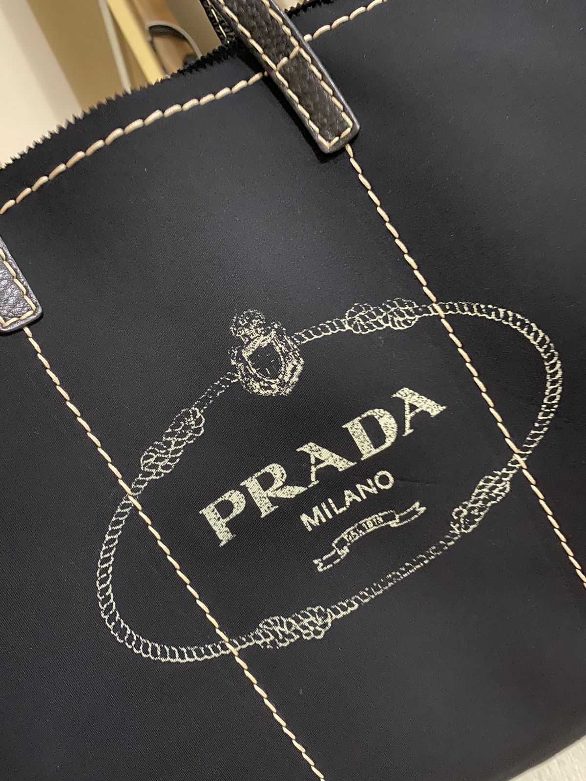 PRADA Neoprene Large Shopping Tote Bag
