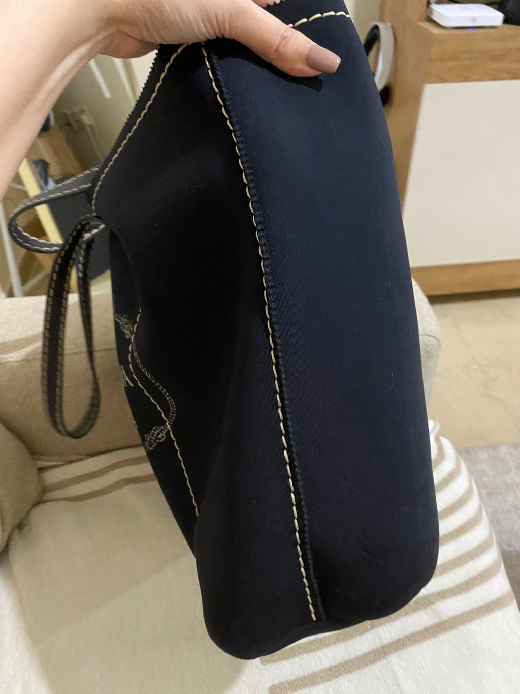 PRADA Neoprene Large Shopping Tote Bag