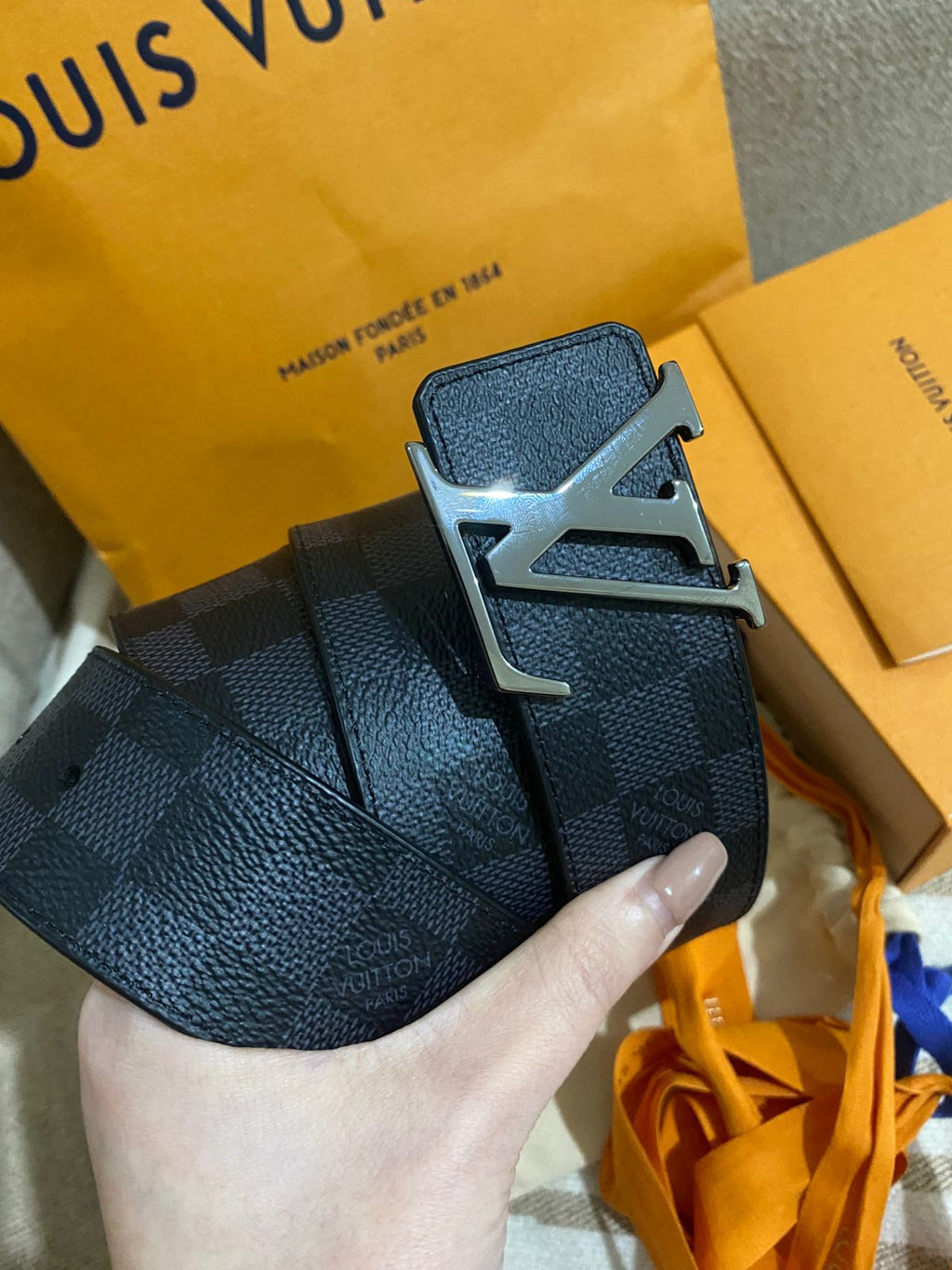 Louis Vuitton Graphite Men's Leather Belt