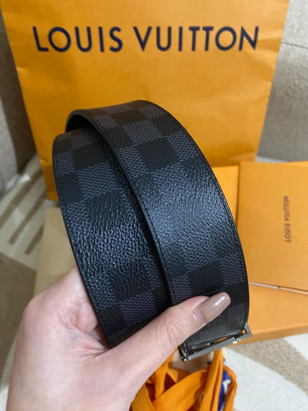 Louis Vuitton Graphite Men's Leather Belt