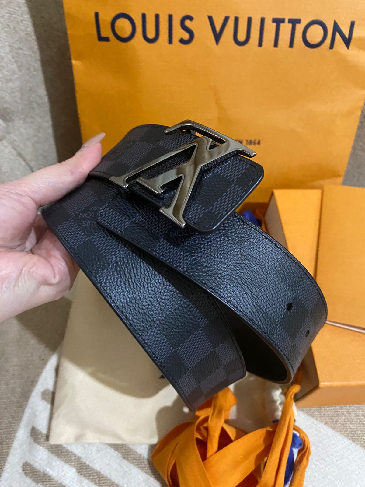 Louis Vuitton Graphite Men's Leather Belt