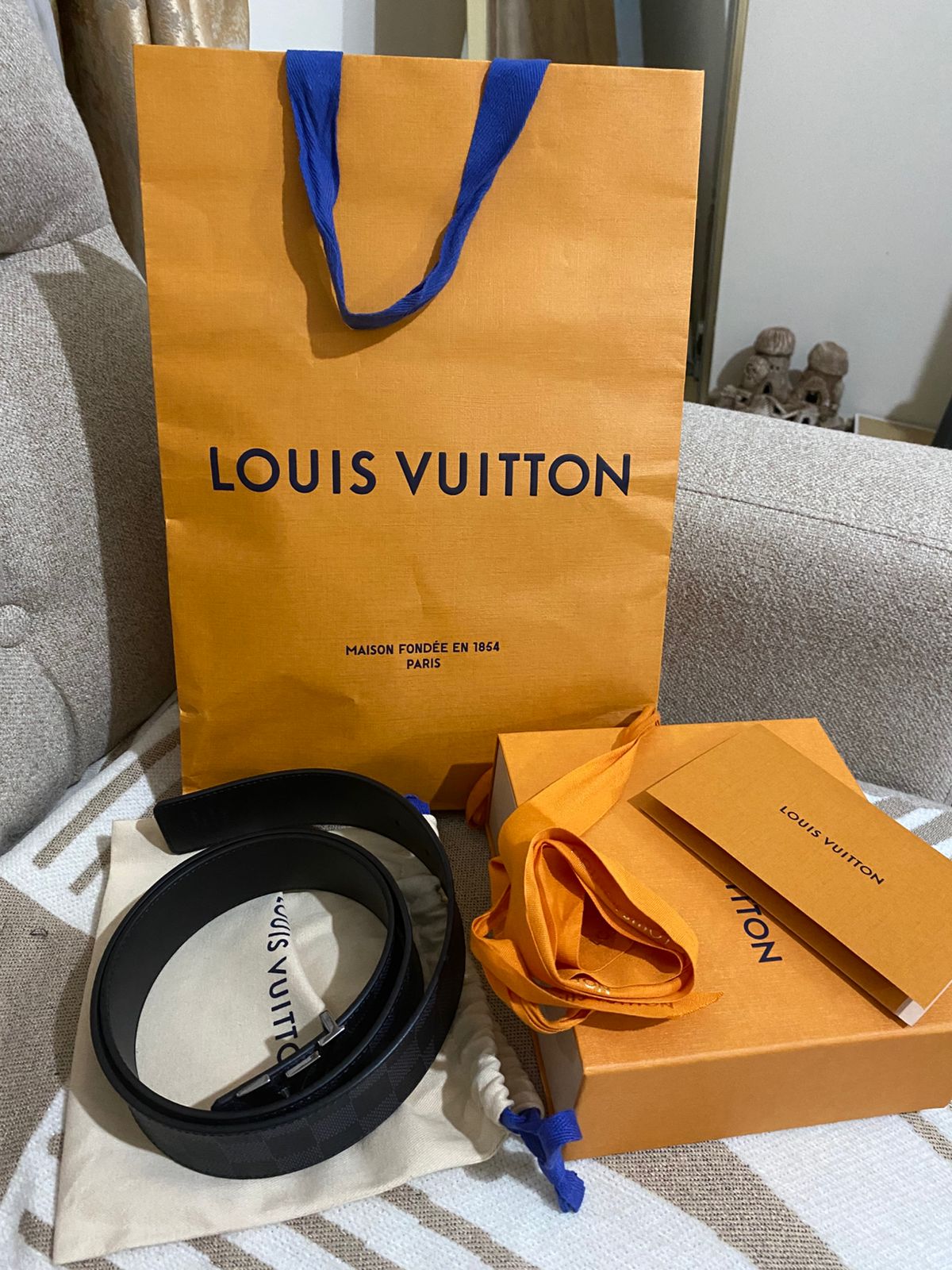 Louis Vuitton Graphite Men's Leather Belt