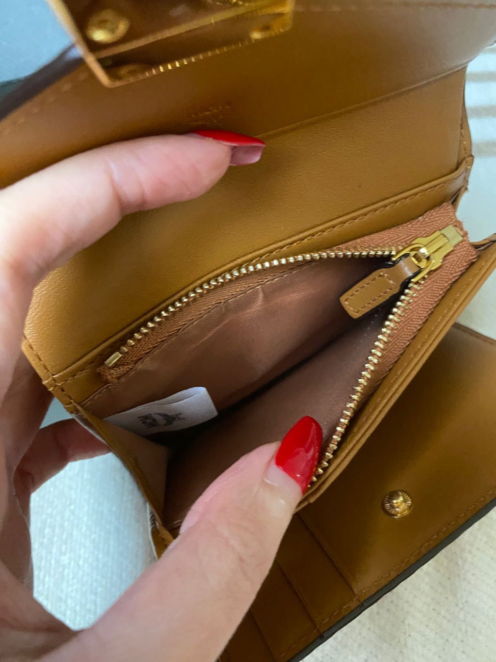 MCM Tracy Cognac Tri-Fold Wallet