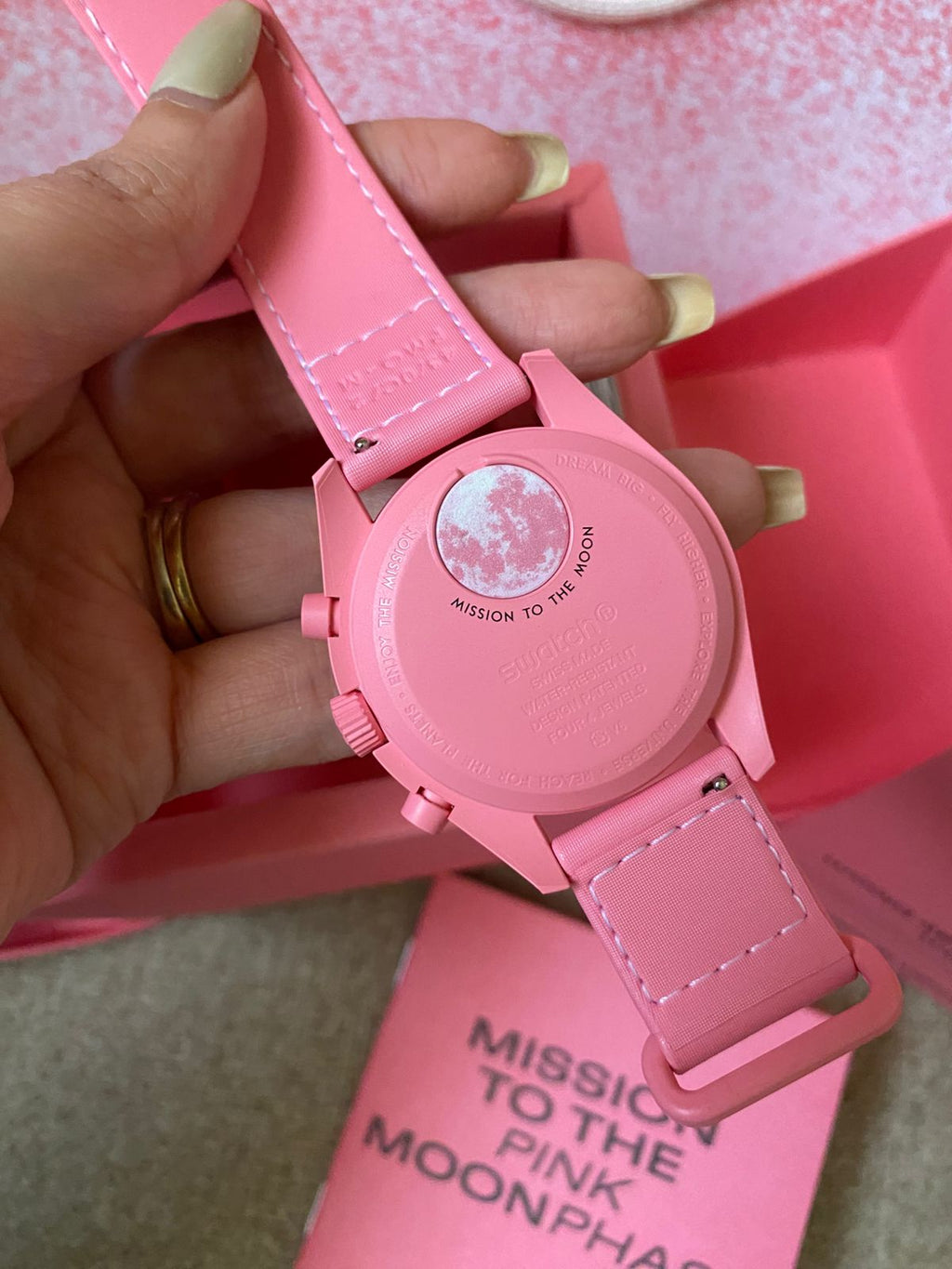 Omega x Swatch Bio ceramic MoonSwatch Mission to the Pink Moonphase watch