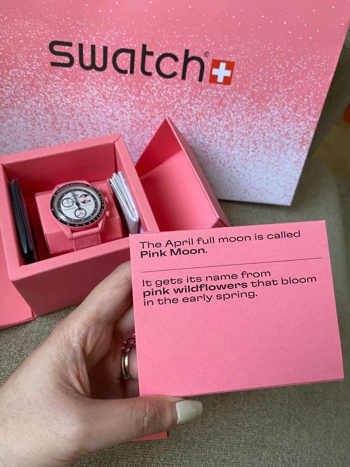 Omega x Swatch Bio ceramic MoonSwatch Mission to the Pink Moonphase watch