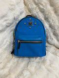MCM Blue Monogram Studded Backpack
