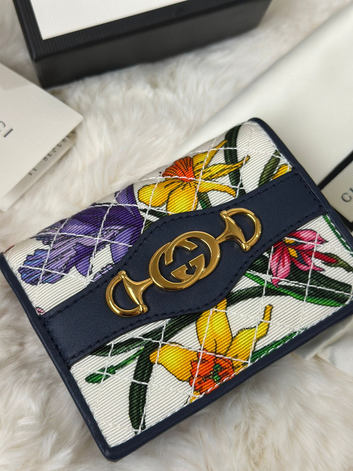 GUCCI Multicolor Flora Print Zumi Canvas Wallet