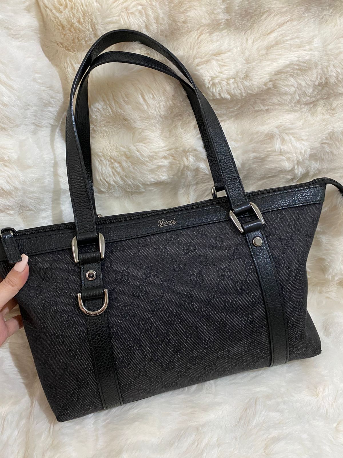 GUCCI GG Canvas Tote Shoulder Bag